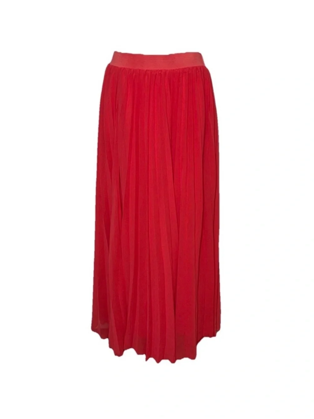 ☀️$5 sale Kaktus Bright Coral Watermelon  Pleated Maxi Skirt, Size M - Picture 3 of 5